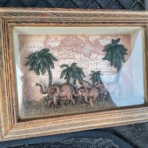 Elephant and Palm Tree Shadow Box